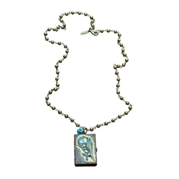 Vintage Lenora Dame Necklace with Pendant Locket on Goldtone Beaded 24" Chain - Picture 1 of 8